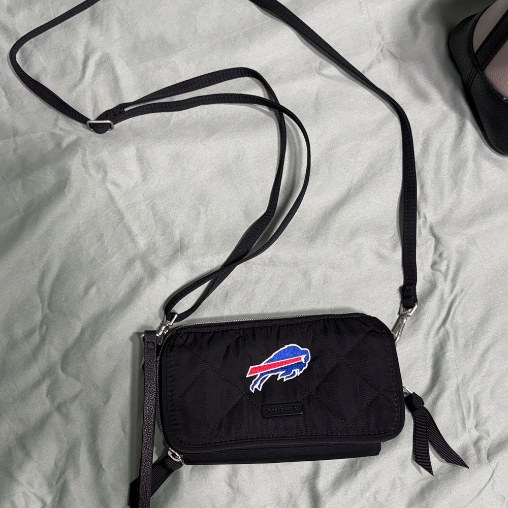 Vera Bradley Black Quilted Bag with Blue and Red Buffalo Embroidery